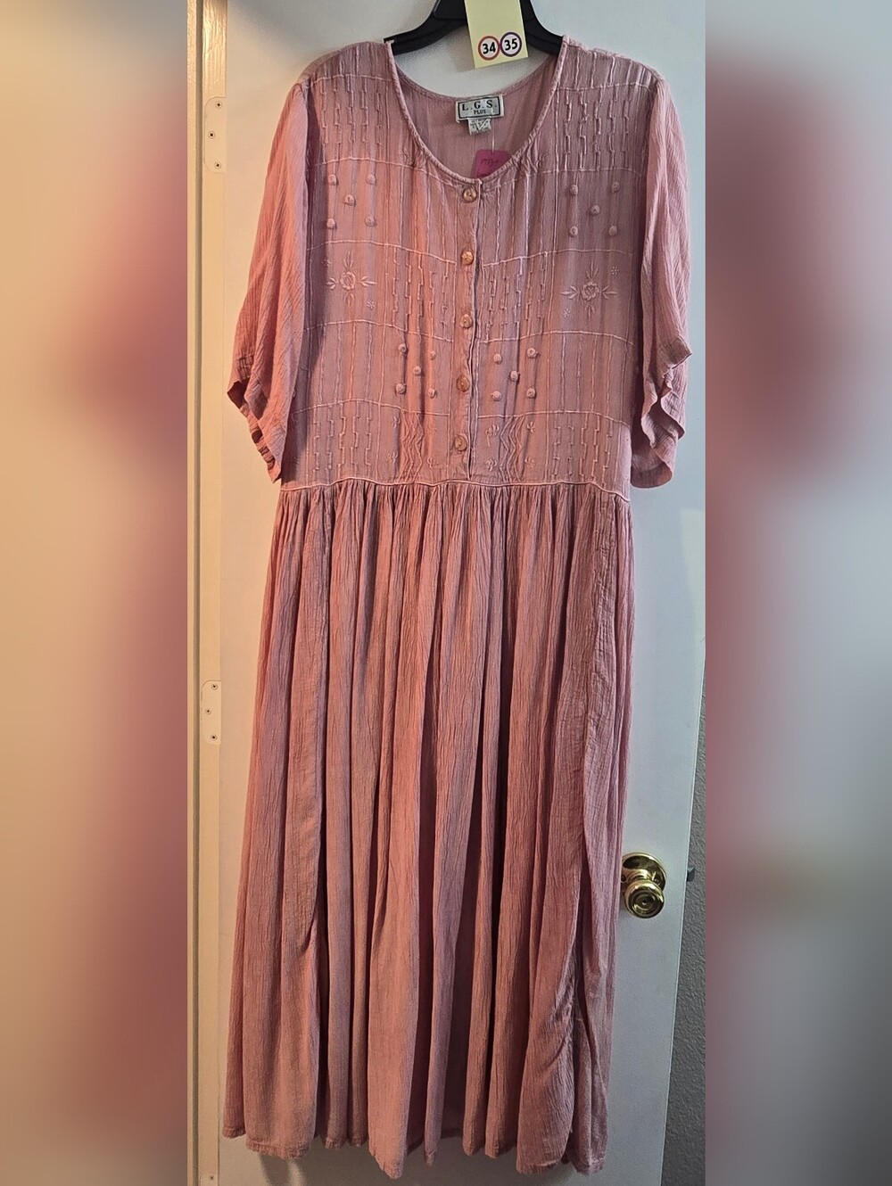 3435 Women's Dusty Rose Maxi Dress, Ties In Back